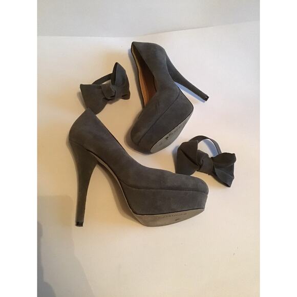 KELSI DAGGER GREY SUEDE PLATFORM BOW 8M - Picture 3 of 12